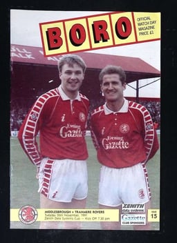 Middlesbrough v Tranmere Rovers Match Programme 1991-11-26